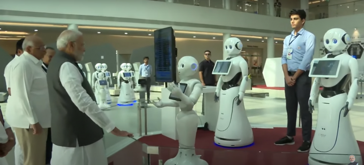 PM Modi inspects the 'Future of Robotics' in India at Science City